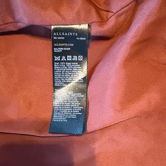 All Saints Dark-Cherry Leather Balfern Biker Jacket (size- US:6, EU:38, UK:10) - Picture 12 of 14
